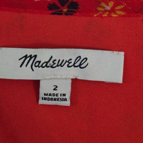 Madewell Tiered Sleeve Peplum Top Metallic Prairie Posies Size 2 - Picture 10 of 11